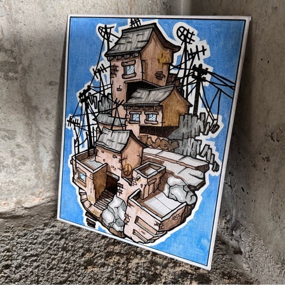 Original Art “Hood Up High” Urban Art Mixed Media Canvas Framed 8x10 - Picture 6 of 8